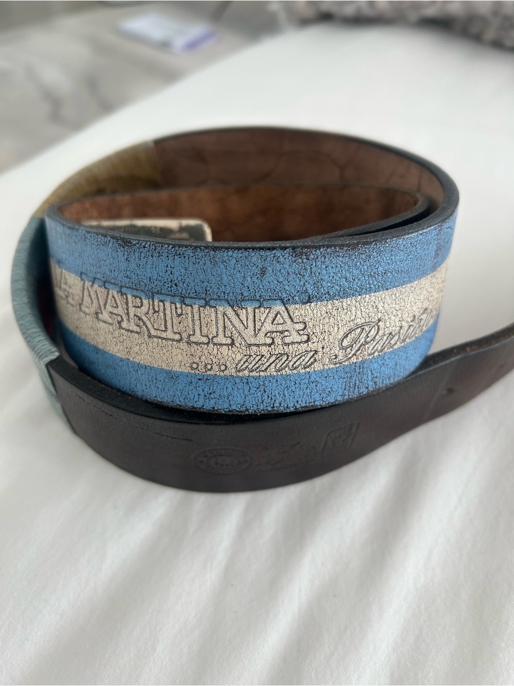 La Martina Print Wide Leather Belt